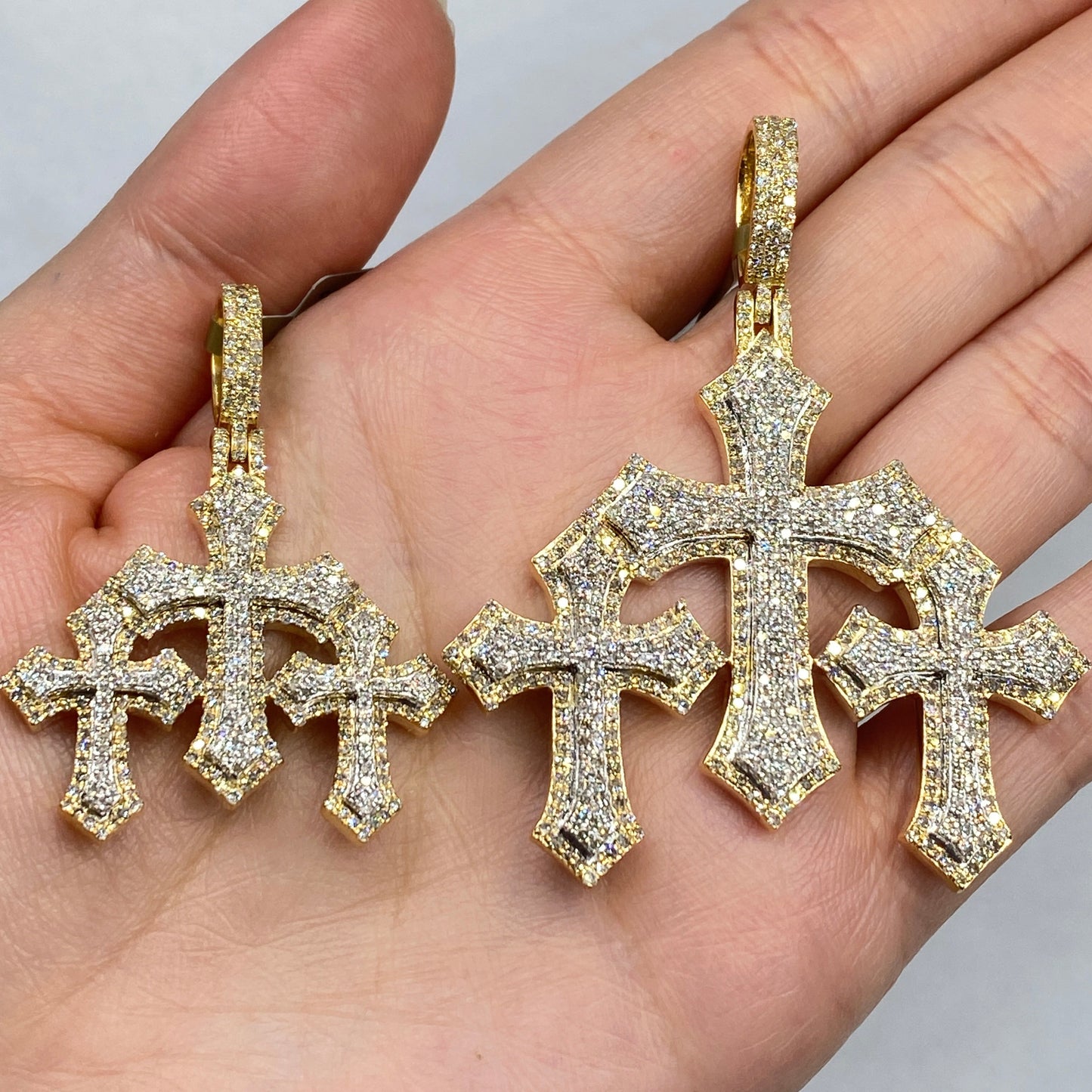 10K Trinity Cross Diamond Pendant