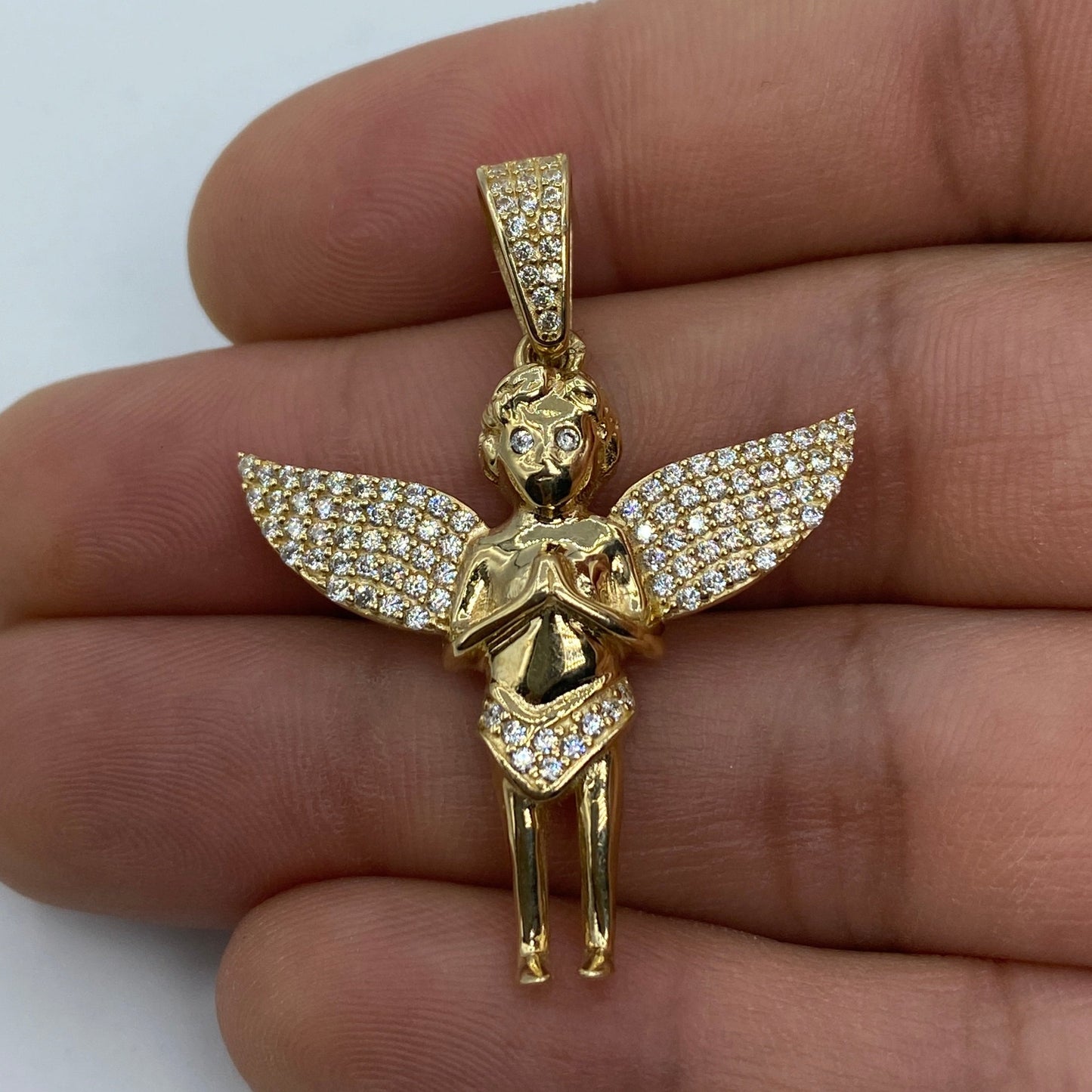 14K Baby Angel Pendant 1.6"