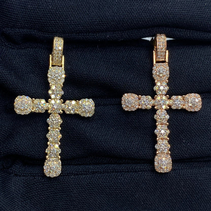 10K Flower Cross Diamond Pendant