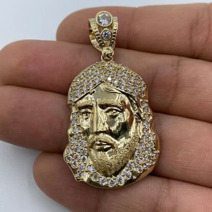 14K Jesus Head Pendant 1.9"