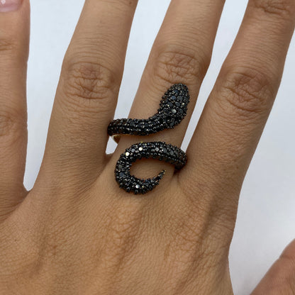 14K Serpent Diamond Snake Ring