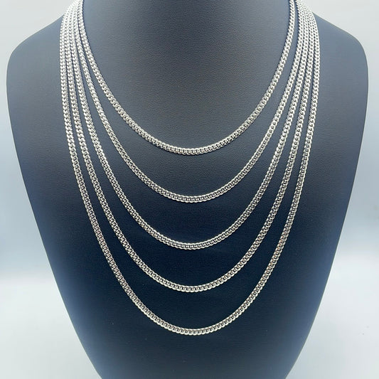 14K Solid White Gold 3.5MM Cuban Link Chain 16-24"