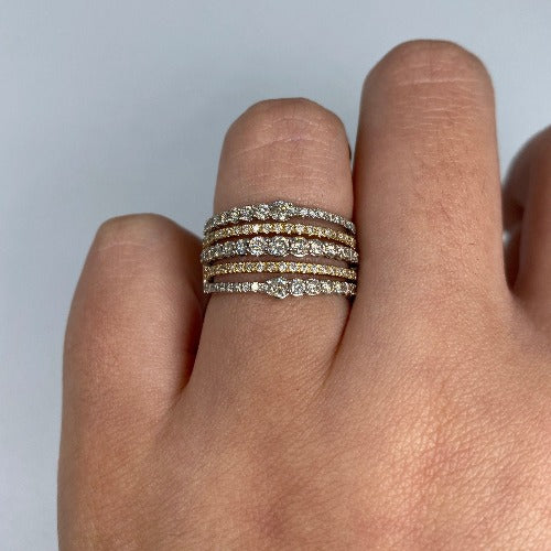 14K Two-Tone Stacked Diamond Ring