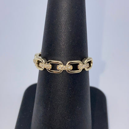 14K Chain Link Diamond Ring