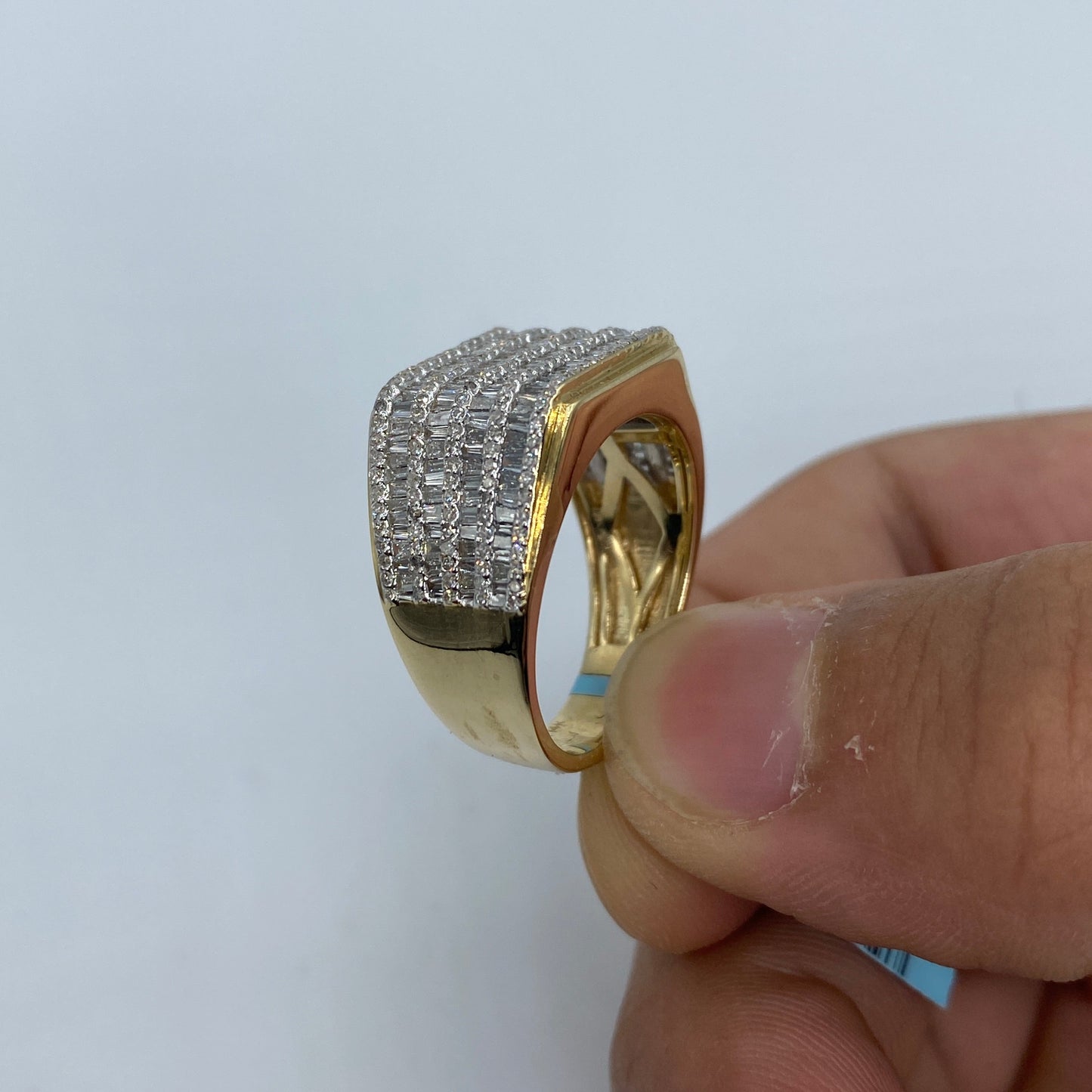 14K Rectangle Quad-Row Diamond Baguette Ring
