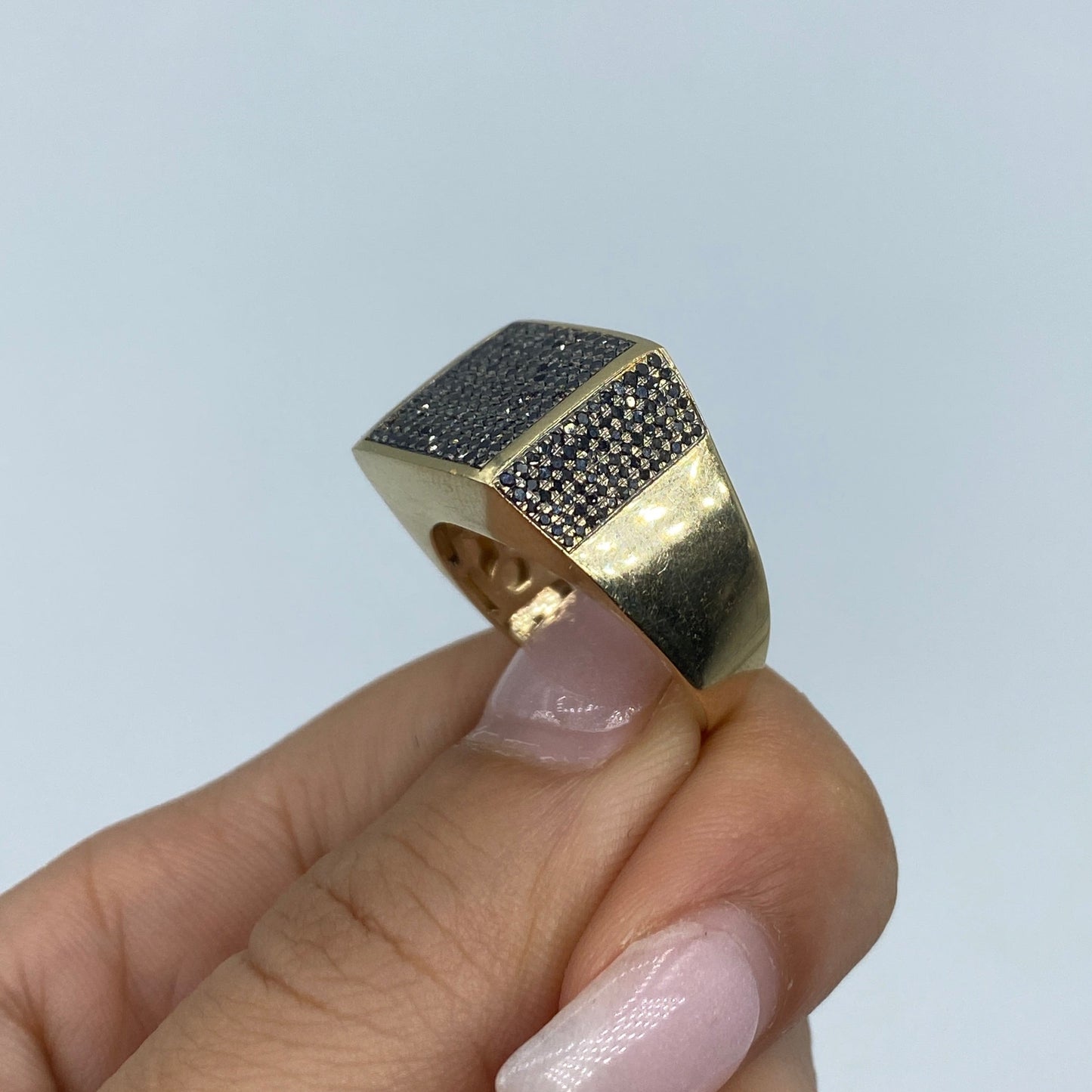10K Square Black Diamond Ring