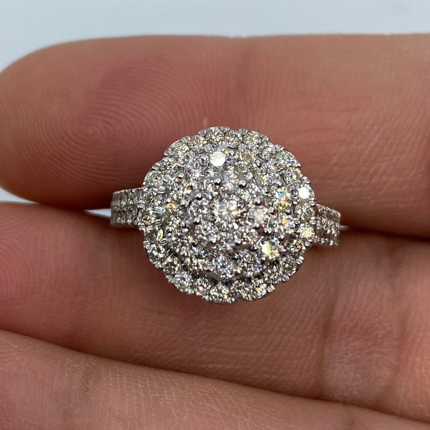 14K White Gold Circle Diamond Engagement Ring