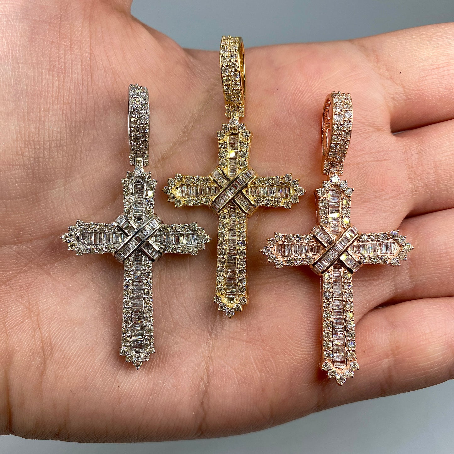 14K Diamond Latin Cross Pendant