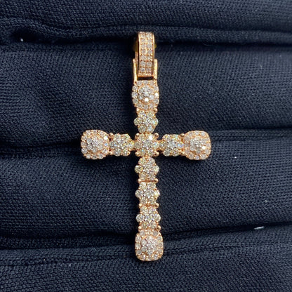 10K Flower Cross Diamond Pendant