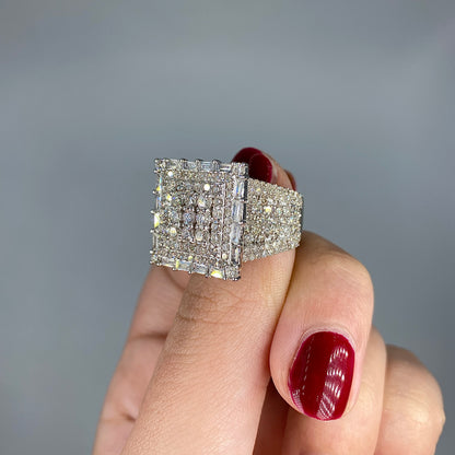14K Diamond Square Baguette Ring