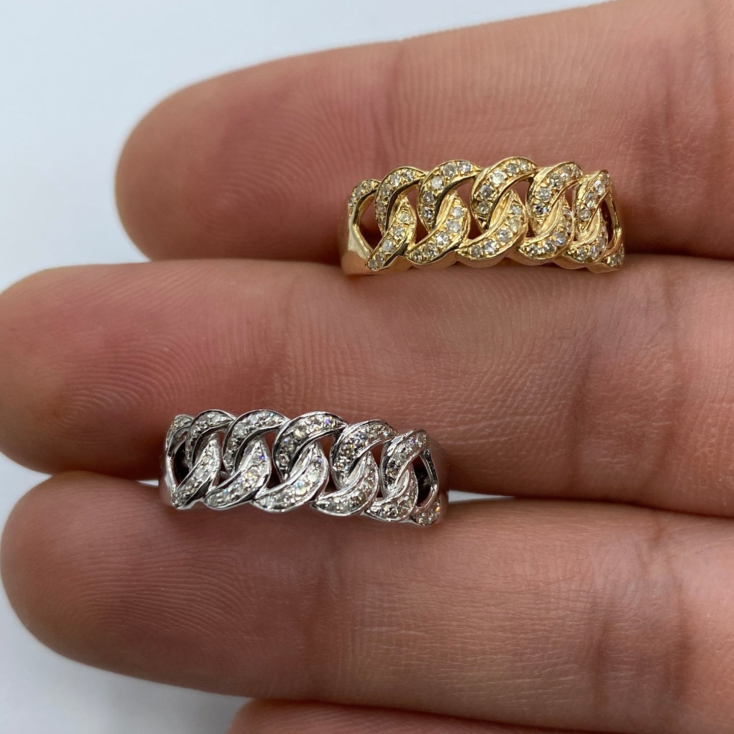 10K Cuban Link Diamond Ring (7mm)