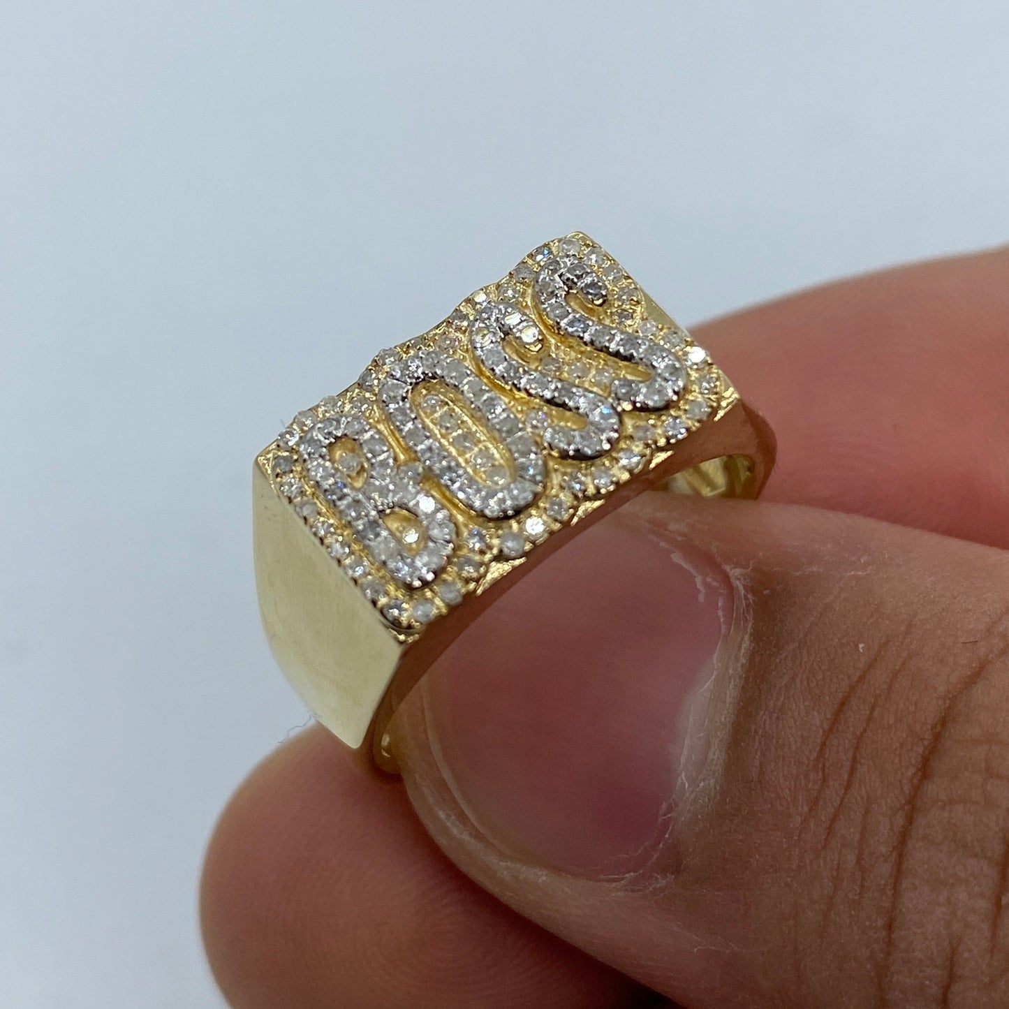 10K Boss Name Plate Diamond Ring