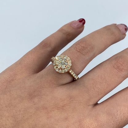 14K Amore Halo Circle Diamond Engagement Rings