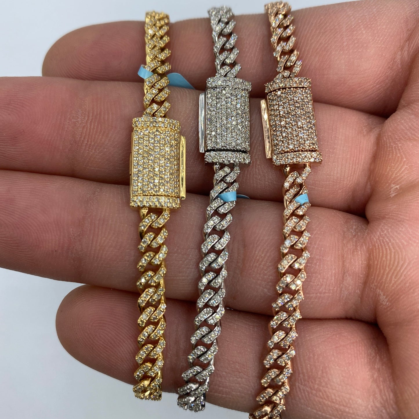14K 5MM Cuban Link Diamond Bracelet 7-8"