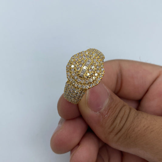 14K Polygon Diamond Baguette Ring