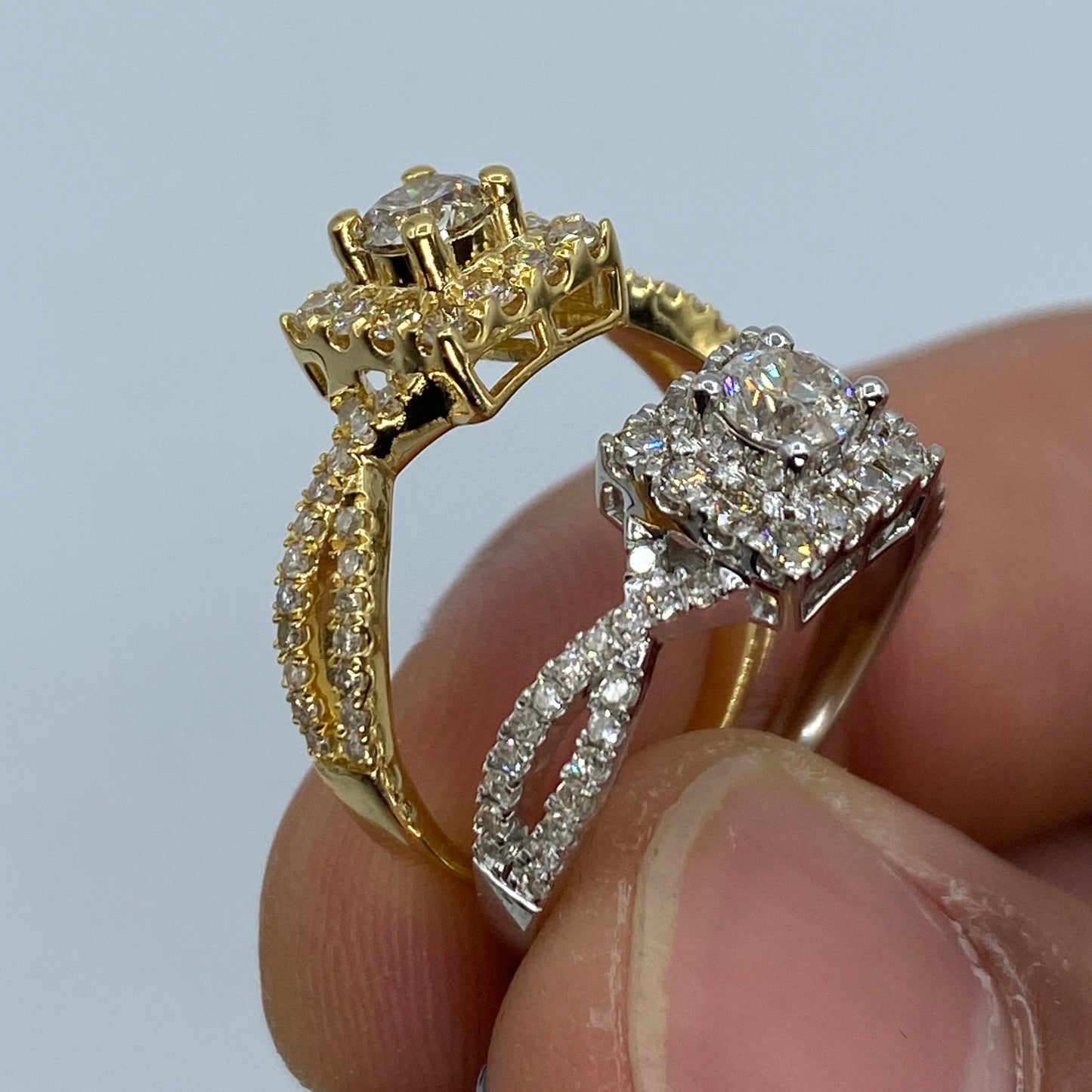 14K Spiral Square Large Center Stone Diamond Engagement Ring