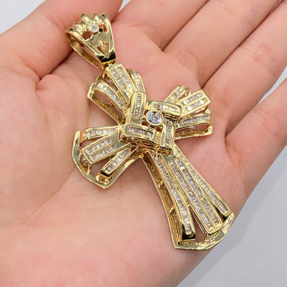 10K Francis Cross Diamond Baguette Pendant