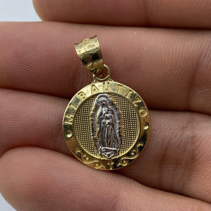 14K Mi Bautizo Round Pendant