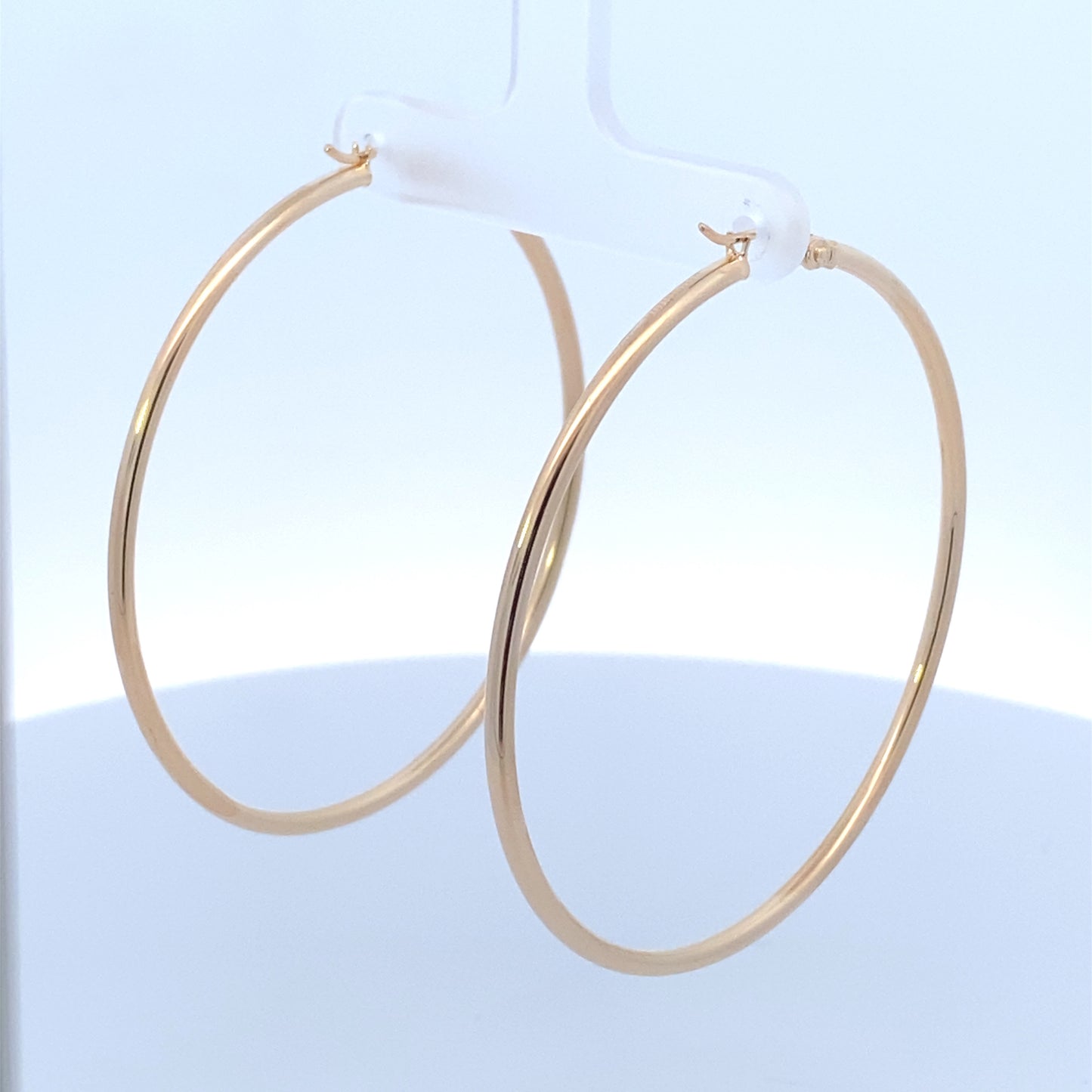 14K Gold Large 2MM Hoop Earrings