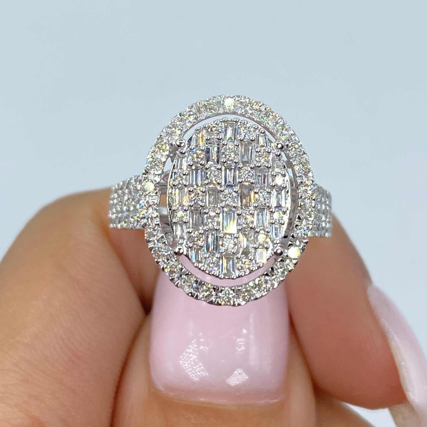 14K Vanity Oval Halo Diamond Ring