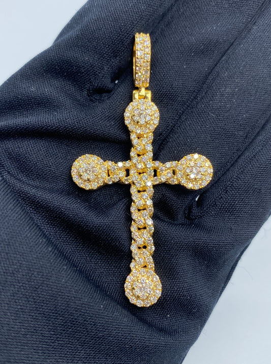 10K Cuban Cross Diamond Pendant