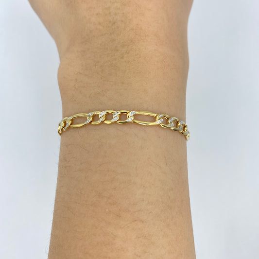 10K Two-Tone Figaro Link Anklet