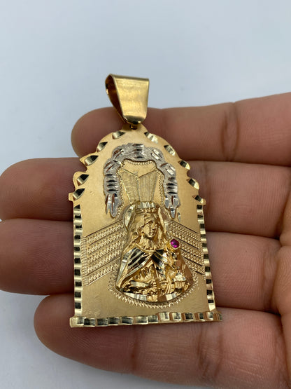 14K Saint Barbara Medallion Pendant 2.5"