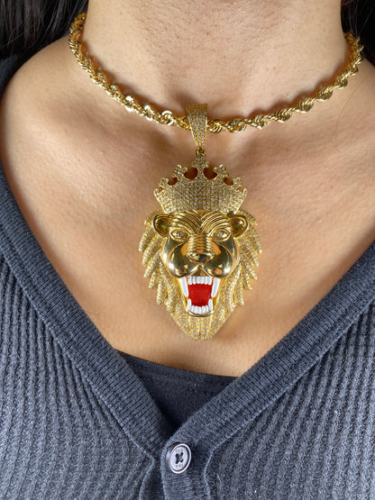 14K Jumbo Lion King Diamond Pendant