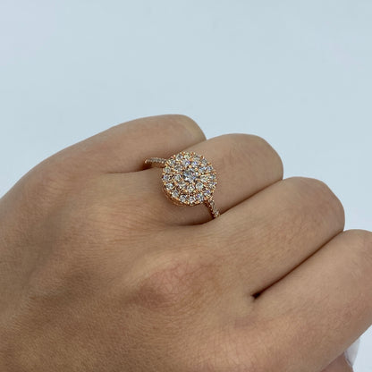 14K Circle Thin Band Diamond Engagement Ring