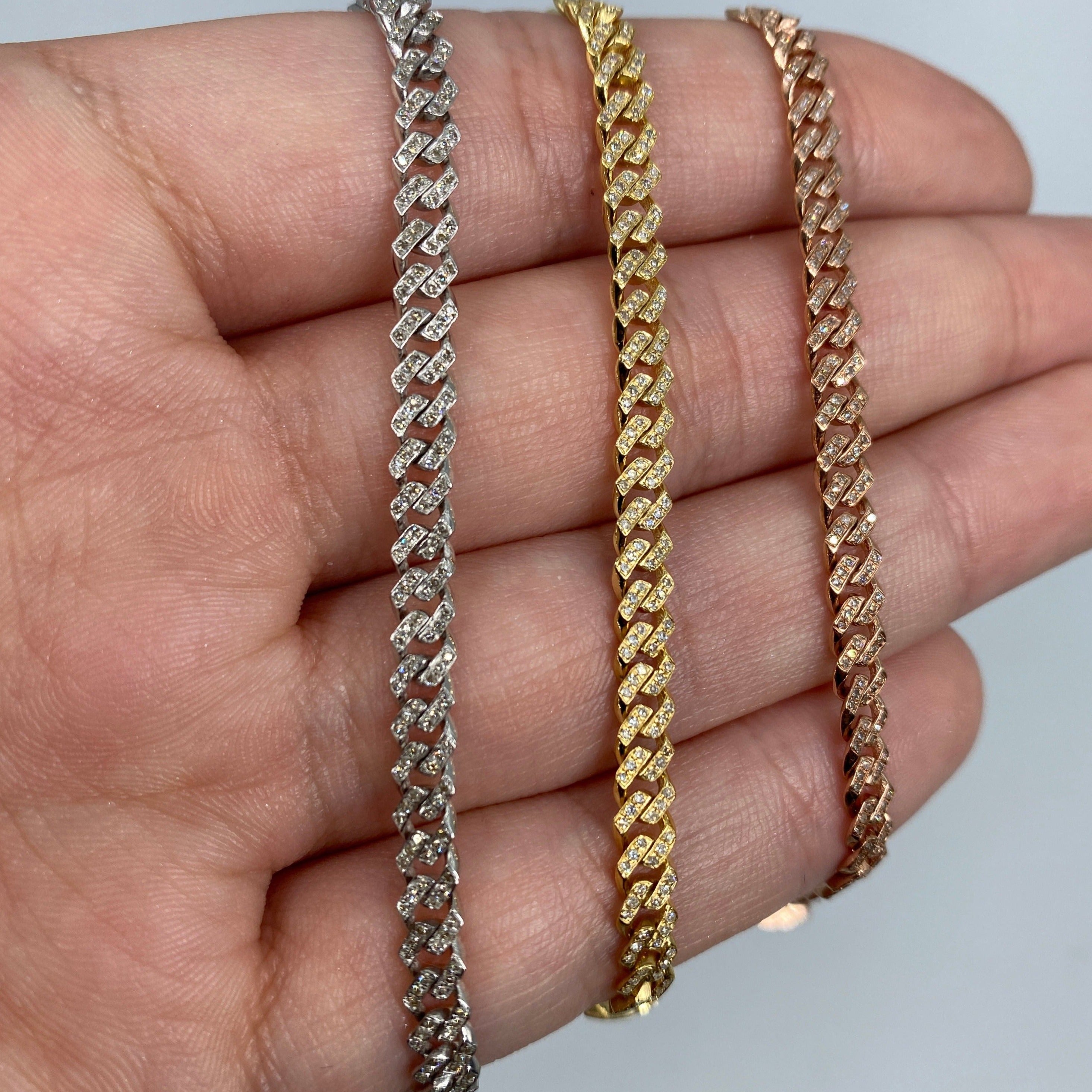 10K 4.5MM Diamond Cuban Link Bracelet 6.5-8