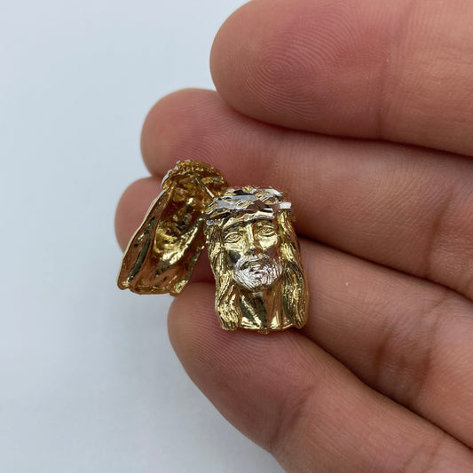 14K Jesus Head Earrings 0.8"