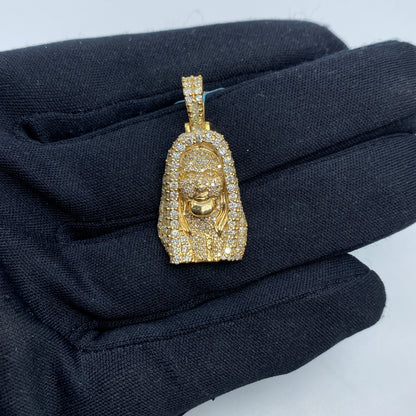 14K Jesus Head Diamond Pendant