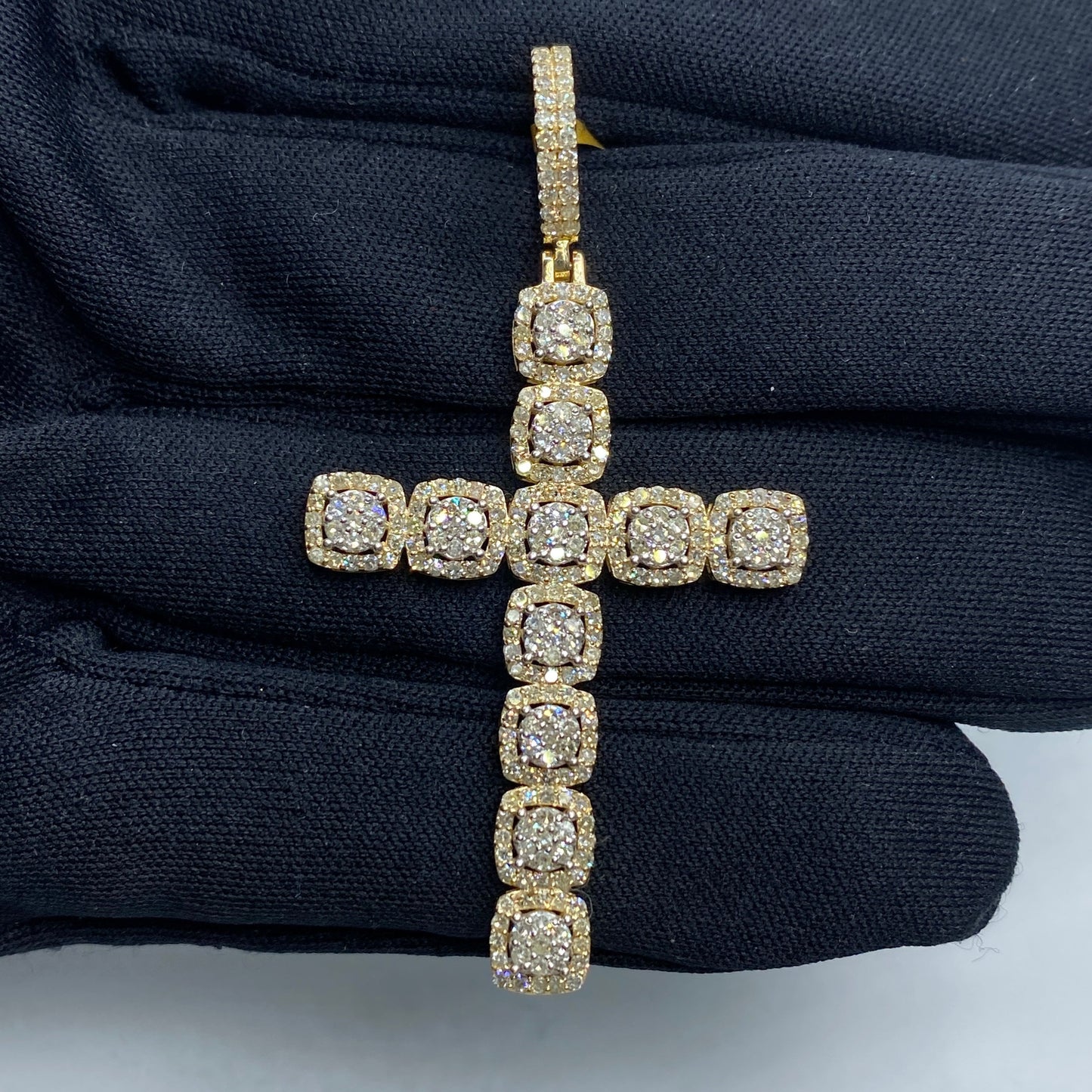 10K Square Cross Diamond Pendant