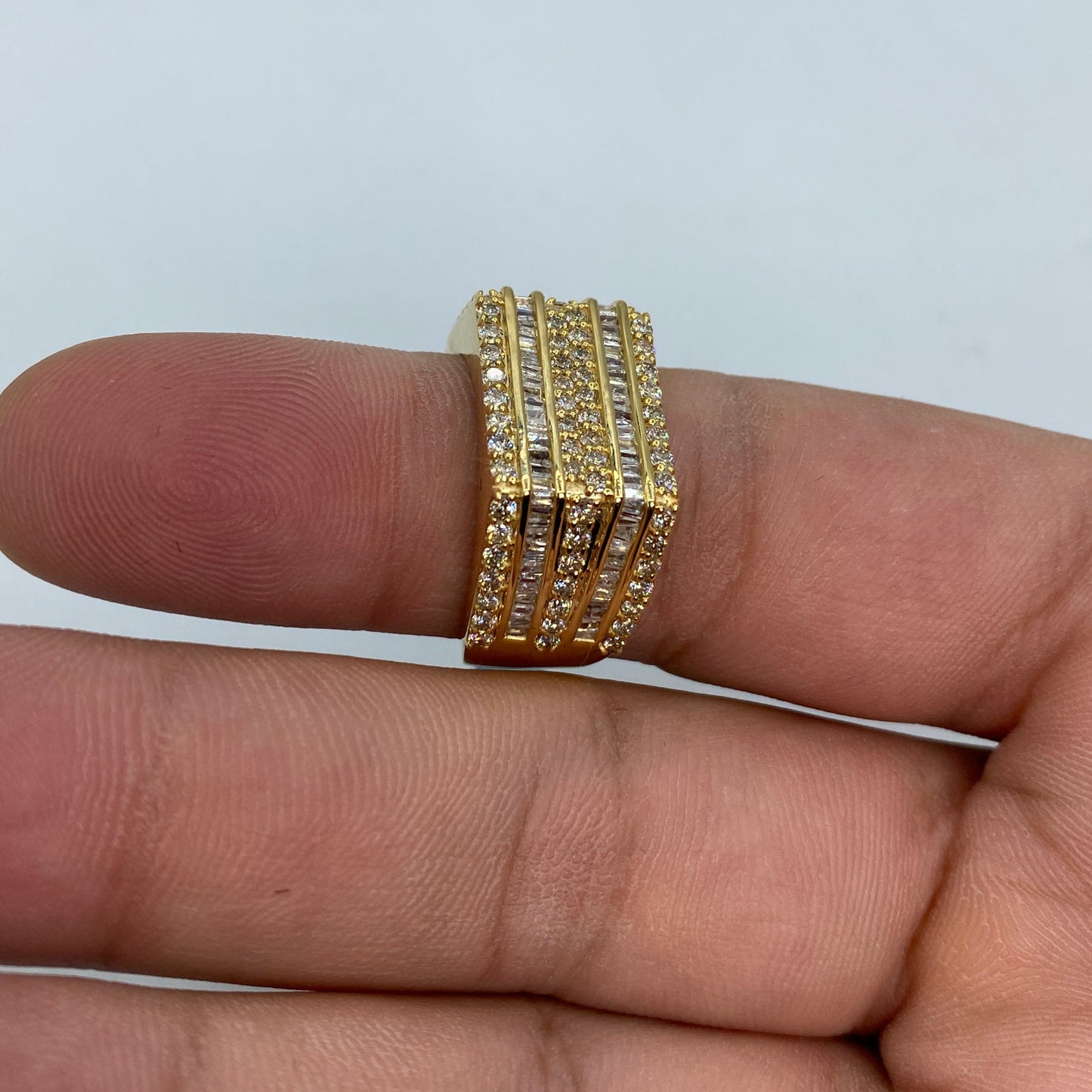 14K Rectangle Dual-Row Diamond Baguette Ring