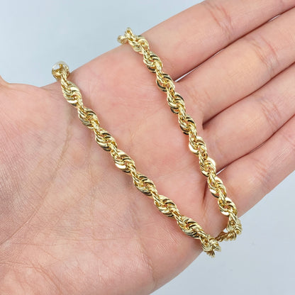 14K 8mm Twisted Rope Chain 16"