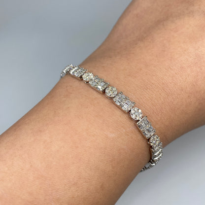 10K Diamond Rectangle Circle Bracelet