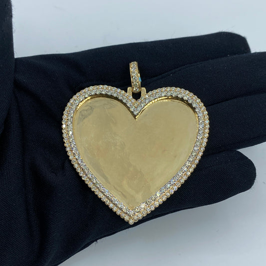 14K Heart Diamond Picture Photo Pendant