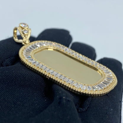 14K Rounded Rectangle Picture Photo Pendant