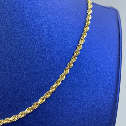 14K 3.8MM Solid Rope Chain 20"