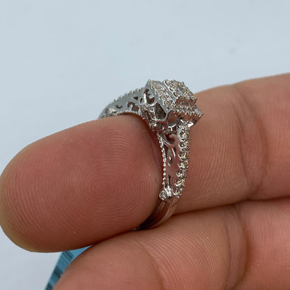 14K 3D Square Diamond Engagement Ring