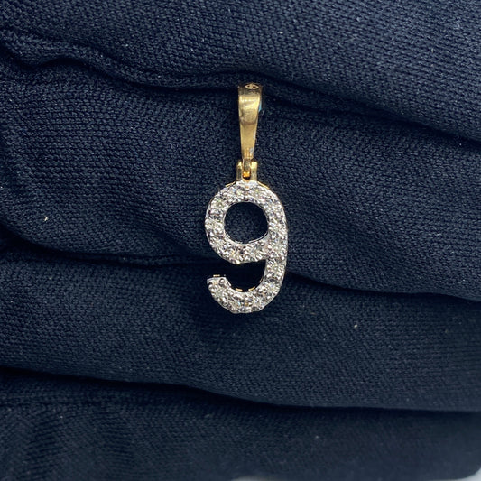 14k Number 9 Diamond Pendant