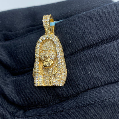 14K Jesus Head Diamond Pendant