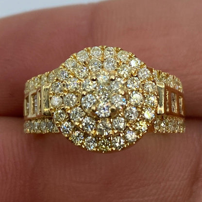 14K Cake Diamond Baguette Engagement Ring