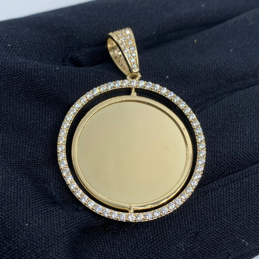 14K Spinning Circle Picture Photo Pendant