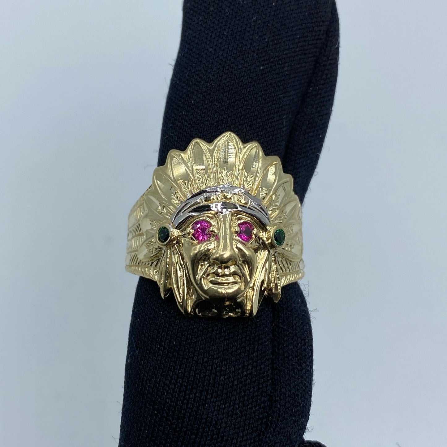 14K Native American Indian Chief Ring