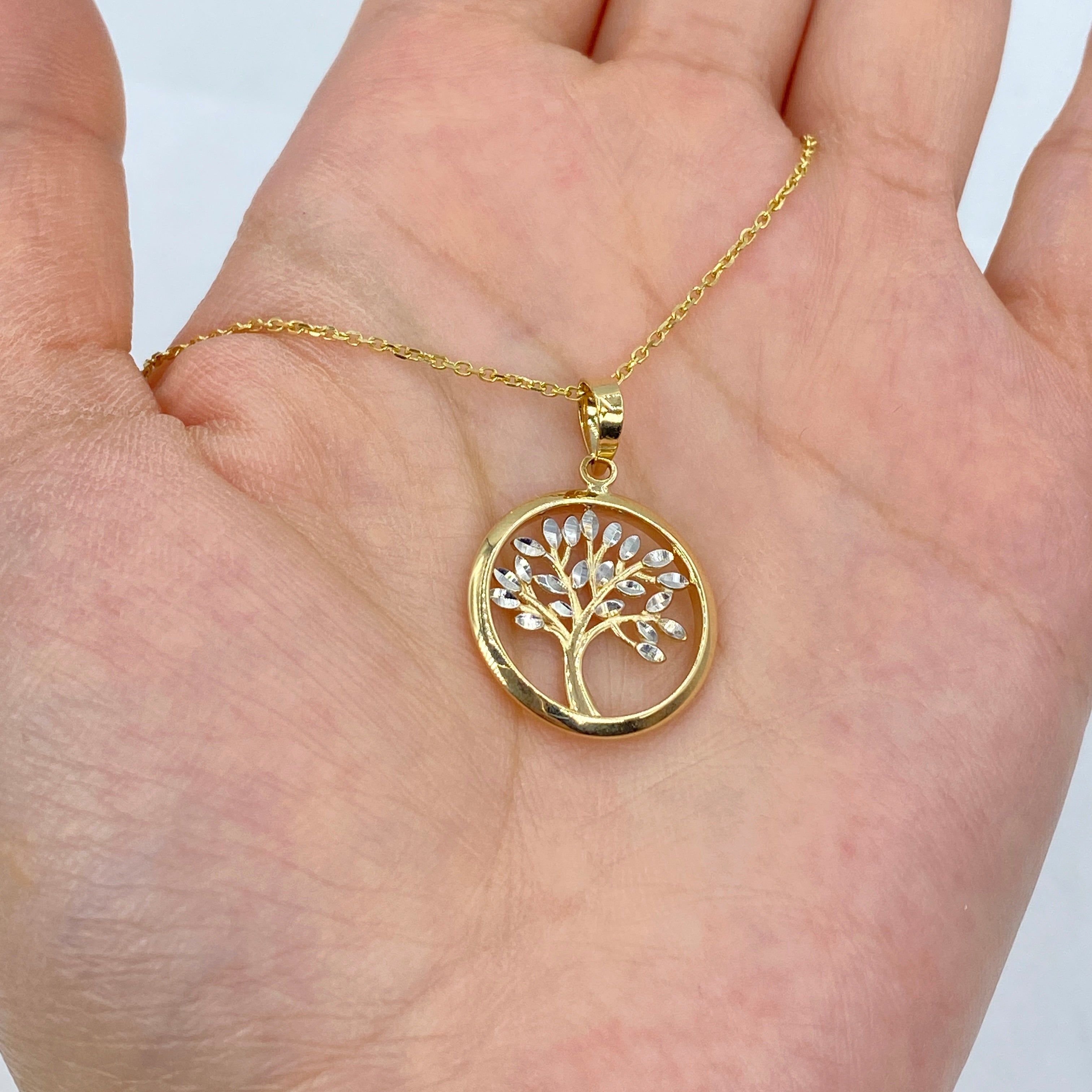 14K Yellow Gold Africa Tree of Life Pendant Necklace (20 Necklace)-