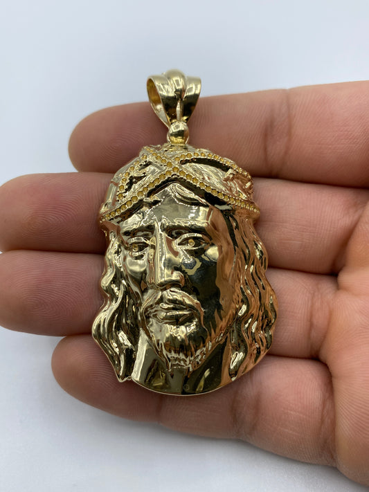 14K Jesus Head Pendant 2.5"