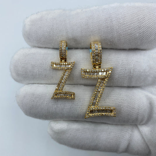 14K Initial Z Diamond Baguette Pendant
