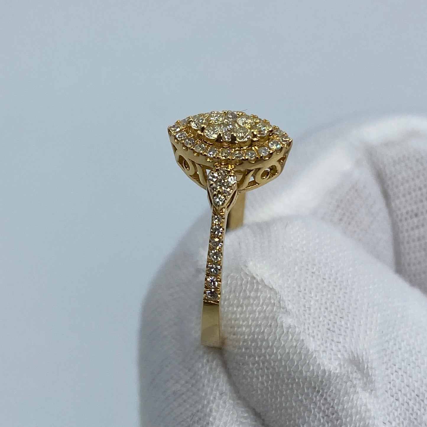 14K Yellow Gold Marquise Cut Diamond Engagement Ring