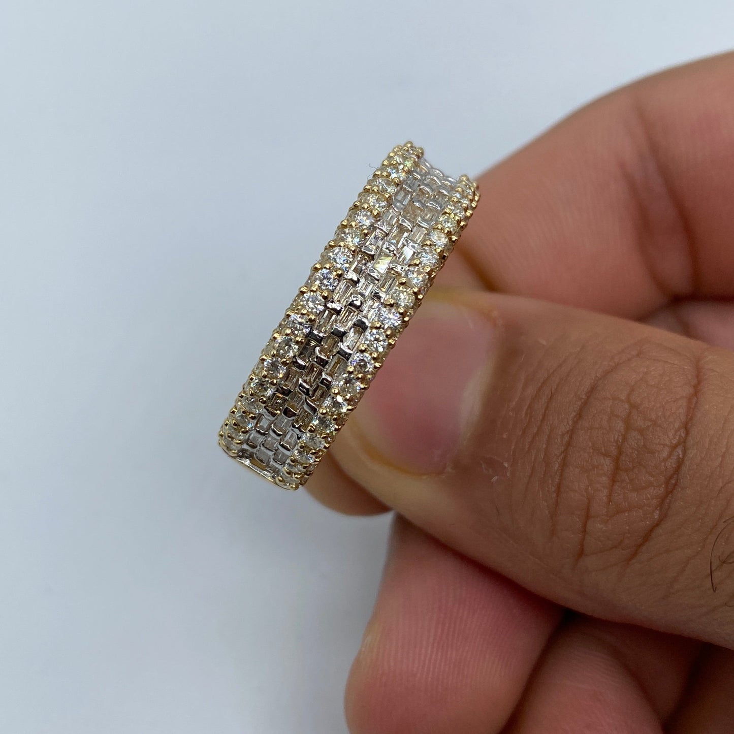 14K Diamond Baguette Center Ring